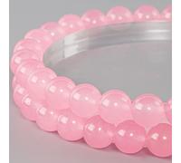 Perline rotonde in calcedonio rosa naturale da 10 mm, 35 pietre preziose sfuse per la creazione di gioielli, braccialetti fai da te, collane - Include cordoncino elastico in cristallo, perline di