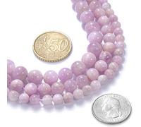 Perline rotonde in kunzite naturale da 10 mm, perline sfuse di cristallo, per bracciali, collane, accessori artigianali per la creazione di gioielli fai da te, 1 filo da 38,1 cm