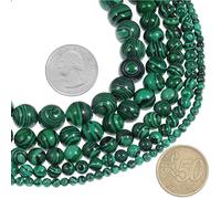 Perline rotonde in malachite verde naturale da 12 mm, perline sfuse di cristallo, per bracciali, collane, accessori artigianali per la creazione di gioielli fai da te, 1 filo da 38,1 cm