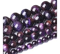 Perline rotonde in occhio di tigre viola naturale, pietre preziose energetiche, potere curativo, 1 filo da 10 mm, 38 pezzi
