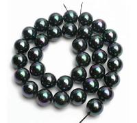 Perline rotonde in pietra naturale nera vulcanica di lava, onice, ossidiana, labradorite per la creazione di gioielli da uomo fai da te, bracciale per amanti - conchiglia - 6 mm, 61 pezzi