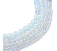 Perline rotonde lisce in opale bianco naturale, 10 mm, per gioielli fai da te e regali