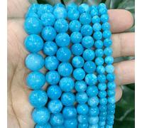 Perline rotonde lisce in pietra naturale di calcedonio rosso giallo blu, fai da te, accessori per braccialetti, creazione di gioielli, filo da 15", 6/8/10/12 mm, blu scuro, 12 mm, circa 30 pezzi