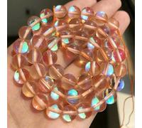 Perline rotonde sciolte in austriaco opaco AB per la creazione di gioielli, perline in pietra di luna glitterata, bracciale fai da te, fili da 15'', 6, 8, 10, 12 mm, giallo liscio, 10 mm, 35 pezzi