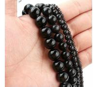 Perline rotonde sciolte multicolore in pietra opale naturale, per la creazione di gioielli fai da te, accessori per braccialetti, 15'', scegli la misura 4, 6, 8, 10, 12 mm, nero, 8 mm (circa 46 pezz