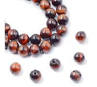 Perline rotonde sfuse con pietre preziose naturali, 38,1 cm, per bracciali, collane, orecchini, lavori fai da te (6 mm, occhio di tigre rosso)