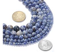 Perline rotonde sfuse da 6 mm con pietre di cristallo blu naturali a pois, accessori artigianali per la creazione di gioielli fai da te, 1 filo da 38,1 cm