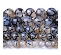 Perline rotonde sfuse in agata nera a vena di drago, 12 mm, pietre preziose naturali, per la creazione di gioielli e bracciali, 32 pezzi, 38,1 cm