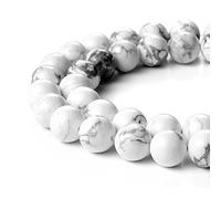 Perline rotonde sfuse in howlite bianca naturale, 10 mm, per la creazione di gioielli (36-38 pezzi) (39, jd)