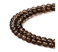 Perline rotonde sfuse in quarzo fumé da 4 mm per la creazione di gioielli (90-92 pezzi) (71, cu)