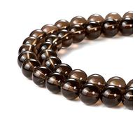 Perline rotonde sfuse in quarzo fumé da 8 mm per la creazione di gioielli (45-48 pezzi) (71, jd)