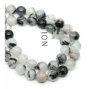 Perline sfuse di pietre rotonde naturali da 4/6/8/10 mm, cristalli, occhio di tigre, occhio di gatto, agata, per bracciali fai da te, collane, accessori per gioielli - Quarzo rutilato - 10 mm, 35-39
