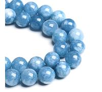 Perline sfuse in giada acquamarina blu, 8 mm, 45 pezzi, per la creazione di gioielli e braccialetti fai da te
