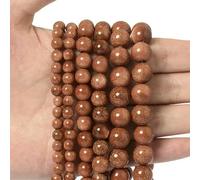 Perline sfuse in pietra rotonda naturale da 4, 6, 8, 10, 12 mm, cristalli di occhio di tigre, lava, turchese, giada, per la creazione di gioielli, braccialetti fai da te, ricamo, sabbia dorata, circ