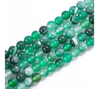 Perline sfuse rotonde in agata verde a righe naturali da 8 mm, per la creazione di gioielli, bracciali, collane, orecchini, artigianato artistico (45-48 pezzi/filo) (15, vt)
