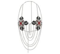 Perline Strass Croce Patch Catene Corpo Reggiseno Crop Top Spiaggia Bikini Rave Dance Pancia Collana Strap Backless Catena Halter Deco