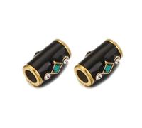Perline Tubolari 2 pezzi in acciaio inossidabile mix nero bianco lungo tubo grande foro distanziatore ciondoli perline for fai da te braccialetto collana gioielli creazione forniture(Black 2pcs)
