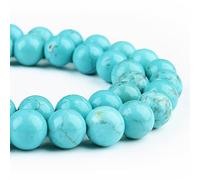 Perline turchesi blu naturali, per la creazione di gioielli, perline di pietra preziosa per bracciali, perline sfuse rotonde di cristallo da 10 mm (35-37 pezzi, 10 mm, turchese blu)