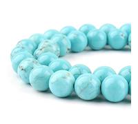 Perline turchesi color foglia di tè naturale, per la creazione di gioielli, pietra preziosa blu per bracciali, perline sfuse rotonde di cristallo da 8 mm (44-47 pezzi, turchese foglia di tè)
