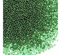 Perline verdi da 2 mm, per la creazione di gioielli, 110 grammi, circa 9800 pezzi, per realizzare orecchini, bracciali, ciondoli, gioielli in vita, perline fatte a mano fai da te (nucleo d'argento