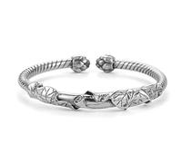 Perlmutt Armband Mantra-Armband mit Zeichen, Persönlichkeit des Herzens, offenes Armband, Retro-Linienarmband für Herren Amethyst Schmuck (Silver, One Size)