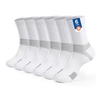 PERMANENTLY001 Calzini sportivi anti-vesciche da donna ragazzo ragazza per bambini Calzini da tennis uomo imbottiti corsa escursionismo padel badminton baseball cricket basket 35-38 Bianchi 6P