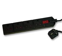 PERMAPLUG Prolunga Industriale 4 Vie, 13A, 2m, Nero