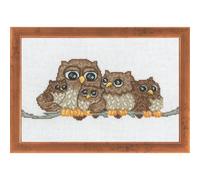 Permin Kit per ricamo a punto croce, motivo: famiglia di gufi
