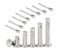 Perni con testa M6 da 100 pezzi in acciaio inossidabile 304 Per Stringere | Sistemi di bloccaggio con attacco a testa piatta a foro singolo con coppiglie argento(70.0mm)