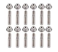 Perni di scarico da 10 mm e dadi dentellati Kit flangia collettore M10x1,25 Dadi in acciaio inossidabile(12PCS)
