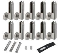 Perni in Vetro Laterali in Acciaio Inossidabile 304 - Finitura Nera, compatibili con vetri Spessi 10-12,7 mm (3/8"-1/2"), per sistemi di Scale, Ponti e ringhiere,Argento,10 Pack