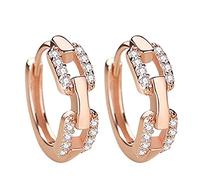Perni per Orecchini Orecchini a cerchio con pavé di zirconi cubici in argento sterling placcato oro per le donne Orecchini piccoli da donna con diamanti Orecchino Di Cocco (Rose Gold, One Size)