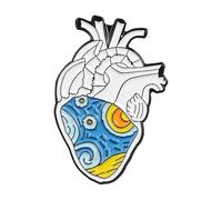Perni smaltati dell'intestino: cuore, cervello, polmoni, utero, costola, gabbia - spilla per risvolti, normale, Metallo non prezioso