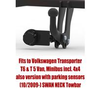 Perno A Swan Neck Per VW Transporter T5/6 (2009-) Con Kit Relè 7 Poli V119