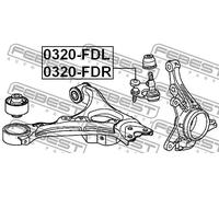 Perno braccio oscillante Assale anteriore Dx 0320-FDR FEBEST per HONDA