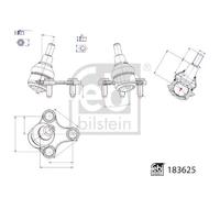 Febi Bilstein Giunto di supporto guida 183625 frontale per VW Caddy V