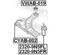 Perno braccio oscillante Assale anteriore Dx 2320-9N5FR FEBEST per SEAT SKODA VW