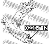 Perno braccio oscillante Assale anteriore inferiore 0220-P12 FEBEST per NISSAN