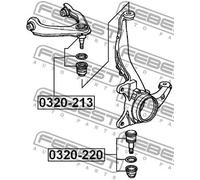 Perno braccio oscillante Assale anteriore inferiore 0320-220 FEBEST per HONDA
