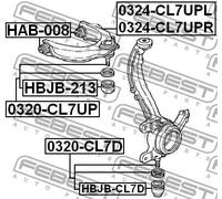 Perno braccio oscillante Assale anteriore inferiore 0320-CL7D FEBEST per HONDA