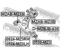 Perno braccio oscillante Assale anteriore inferiore 0520-MZ3 FEBEST per MAZDA 5