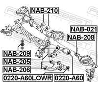 Perno braccio oscillante Assale posteriore superiore 0220-A60 FEBEST per NISSAN