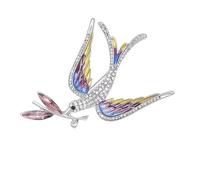 Perno Per Uccelli A Ramo Delicato Con Disegno Complesso Di Ramo In Olio Multicolore Pin Elegante Lape Per Gli Amanti Dei Gioielli, Taglia unica, Come descritto