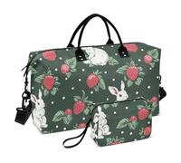 Pernottamento Viaggio Duffel Bag Dots Coniglio Fragole Verde Smeraldo Borsa da Palestra con Cinghia Regolabile per Yoga Grande Capacità bolsa de lona para