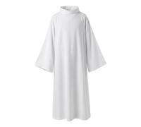Perodlly Vesti da clero per uomo, lunga tonaca da chiesa ALB, veste sacerdotale per la cerimonia di culto del coro di Halloween, bianco, taglia L..