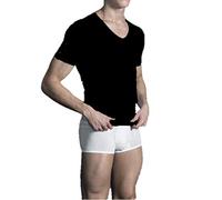 PEROFIL - 4Seasons New - T-Shirt Collo V Profondo Art. 24189 Cotone Elasticizzato (Nero, 7/XXL)
