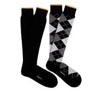 PEROFIL Calza Lunga Uomo in Cotone Invernale Bipack Rombi (2 paia) (Taglia Unica, Nero/Grigio)