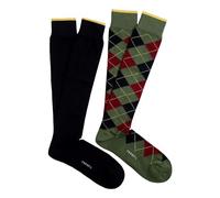 PEROFIL Calza Lunga Uomo in Cotone Invernale Bipack Rombi (2 paia) (Taglia Unica, Verde/Blu)