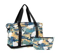 Peronal Item - Borsa da palestra da viaggio, grande, con trappola regolabile per allenamento, multifunzionale, cinese, retro, nuvola, gru, blu