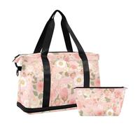 Peronal Item Borsa da viaggio per la notte, borsa da palestra per escursionismo, grande capacità, Rose Gold Rose romantiche per San Valentino
